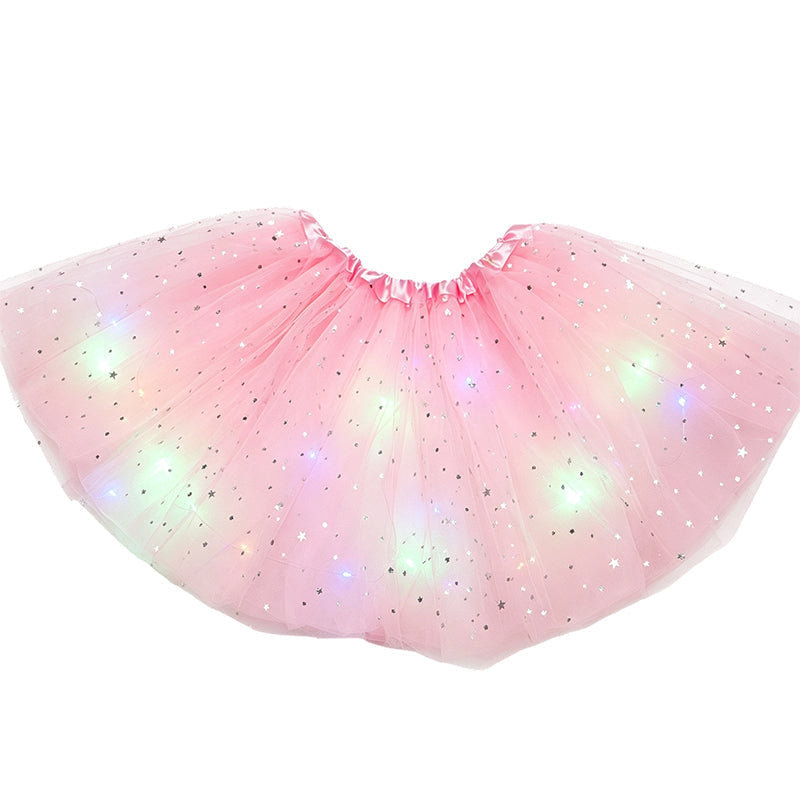 💕Rea HÅL 50% 🌸Prinsessklänning med LED-lysande paljetter och stjärnigt mönster