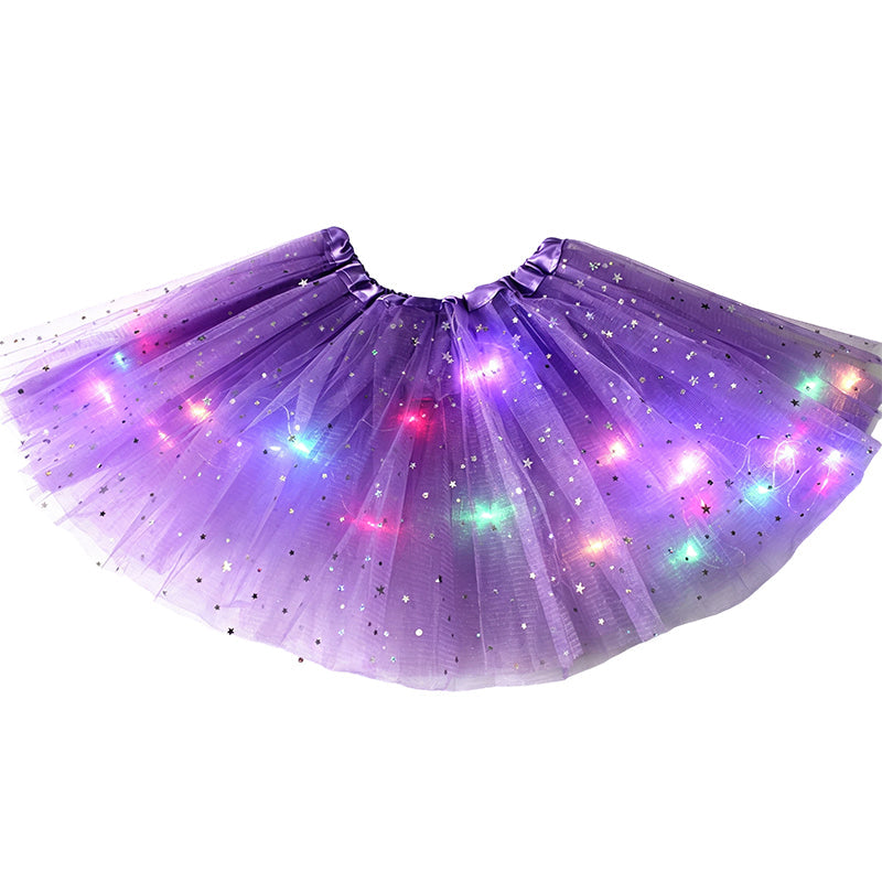 💕Rea HÅL 50% 🌸Prinsessklänning med LED-lysande paljetter och stjärnigt mönster