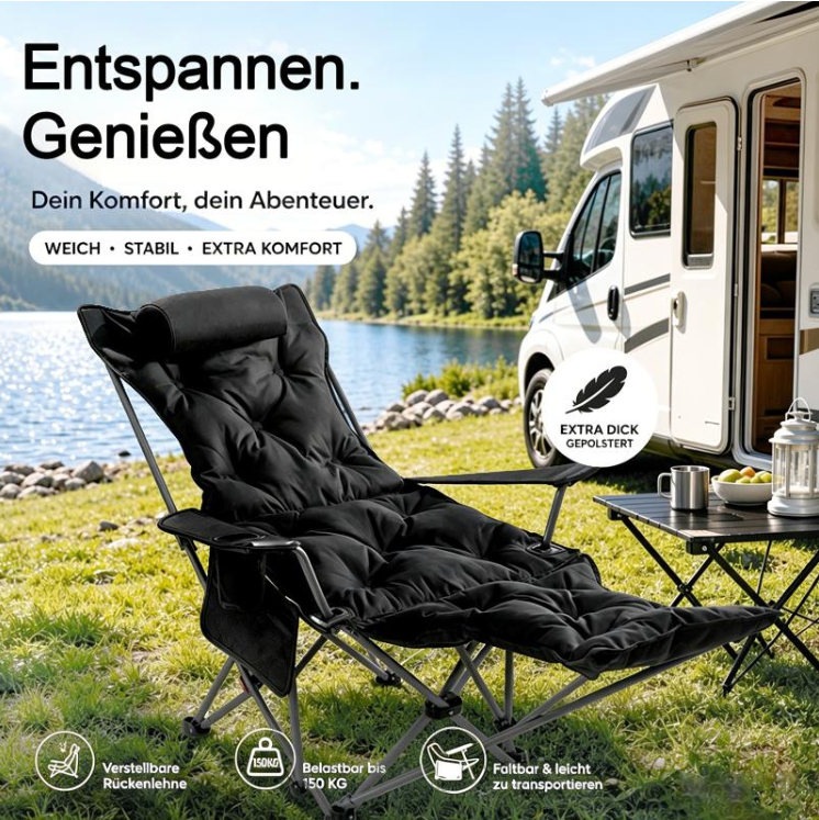 🏕️ Bärbar justerbar hopfällbar stol för utomhusbruk – lätt, stabil & mångsidig – perfekt för trädgård, camping, strand eller terrass ✨🌿