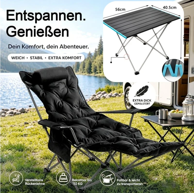 🏕️ Bärbar justerbar hopfällbar stol för utomhusbruk – lätt, stabil & mångsidig – perfekt för trädgård, camping, strand eller terrass ✨🌿