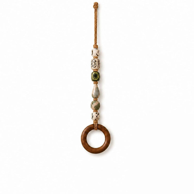 🧺 50 % RABATT NU! 🌿 Dekorativ handdukshängare med pärlor och träring – naturlig bohemisk charm ✨