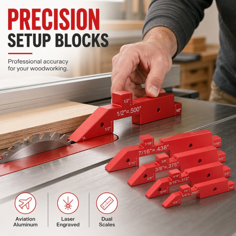 📐 50% RABATT NU! 🛠️ Inställningsblock i aluminium – laseretsade, anodiserade & precisa – för bordssågar, fräsbord och pelarborrmaskiner 🔧