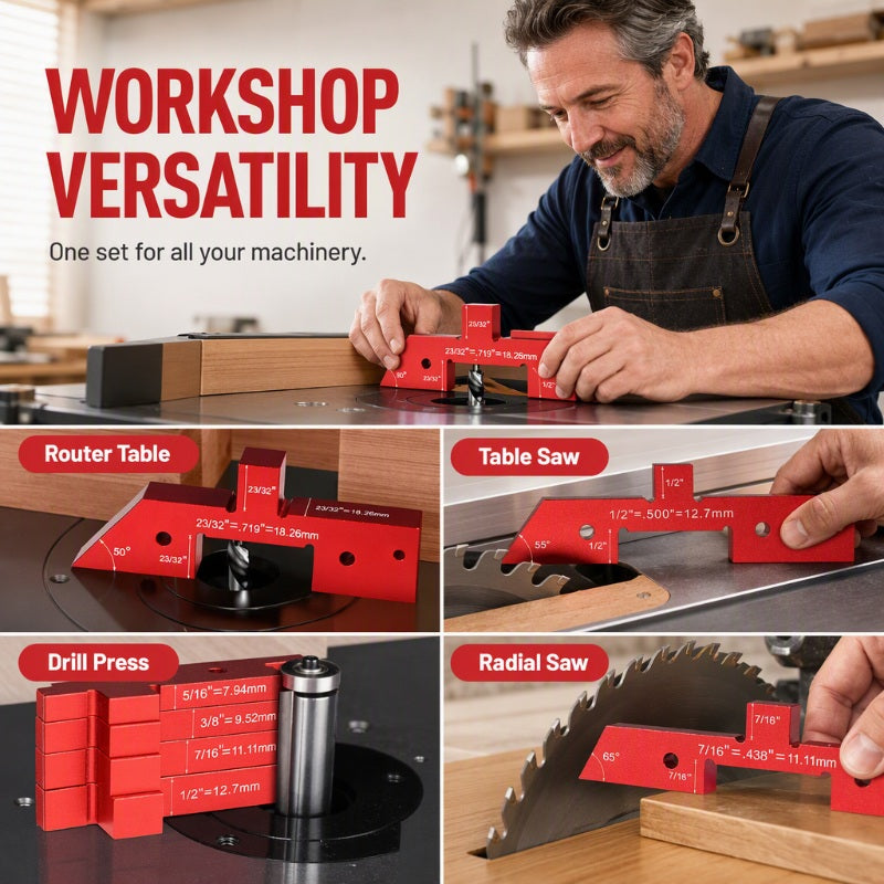 📐 50% RABATT NU! 🛠️ Inställningsblock i aluminium – laseretsade, anodiserade & precisa – för bordssågar, fräsbord och pelarborrmaskiner 🔧