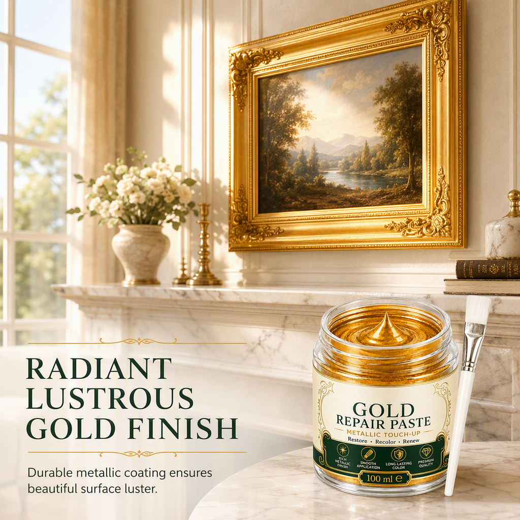 🔥50% RABATT NU! Guldmetallisk reparationspasta med borste, perfekt för metallytor ✨✅💥