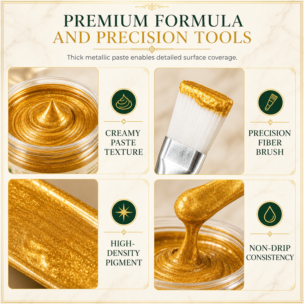 🔥50% RABATT NU! Guldmetallisk reparationspasta med borste, perfekt för metallytor ✨✅💥