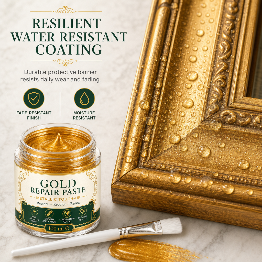🔥50% RABATT NU! Guldmetallisk reparationspasta med borste, perfekt för metallytor ✨✅💥