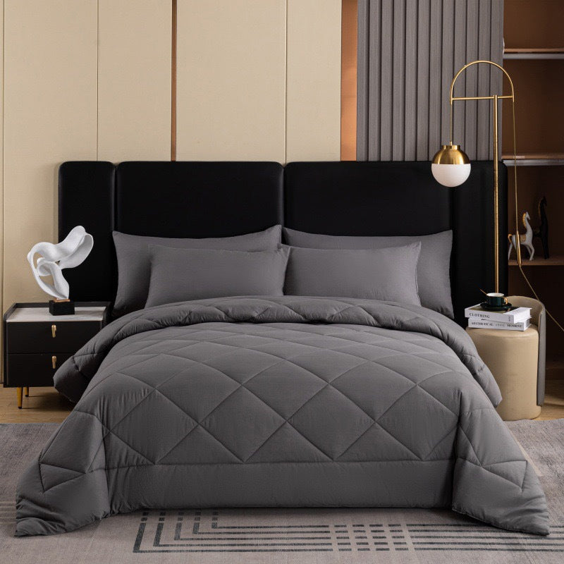 🔥🎁Nyhet 50 % RABATT🔥🛏️✨ 3-delat vadderat täckset med örngott – molnlik komfort, diamantkvistring och fukttålig mikrofiber 💤