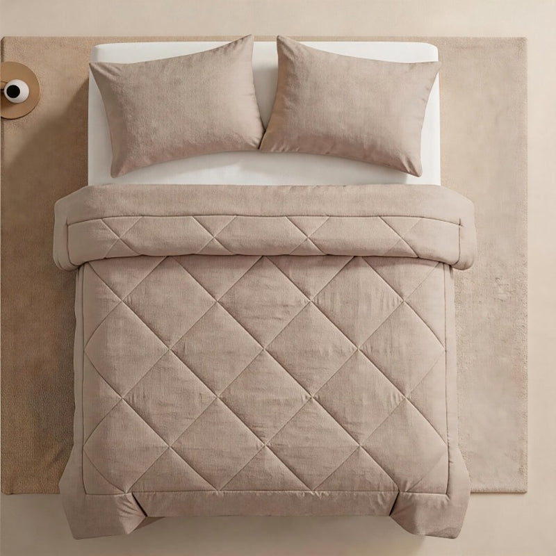 🔥🎁Nyhet 50 % RABATT🔥🛏️✨ 3-delat vadderat täckset med örngott – molnlik komfort, diamantkvistring och fukttålig mikrofiber 💤