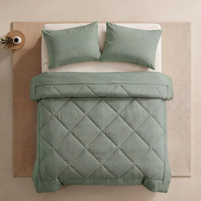 🔥🎁Nyhet 50 % RABATT🔥🛏️✨ 3-delat vadderat täckset med örngott – molnlik komfort, diamantkvistring och fukttålig mikrofiber 💤