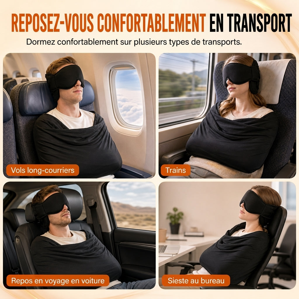 😴 FLASHREA: 50% RABATT! Reskudde i Minnesskum och 3D Sovmask – Justerbara Remmar & Ergonomisk Design för Skön Vila på Flyg, Tåg och i Bil 🧸✨