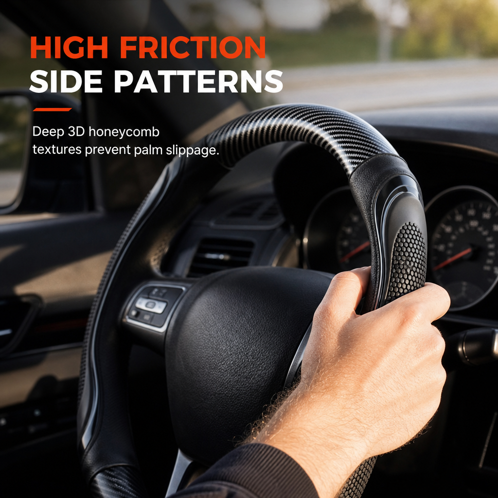 🚗 50 % RABATT NU! 🏎️ Sportigt rattöverdrag med silikongrepp – halksäker kontroll & massagefunktion, 38 cm 🖐️