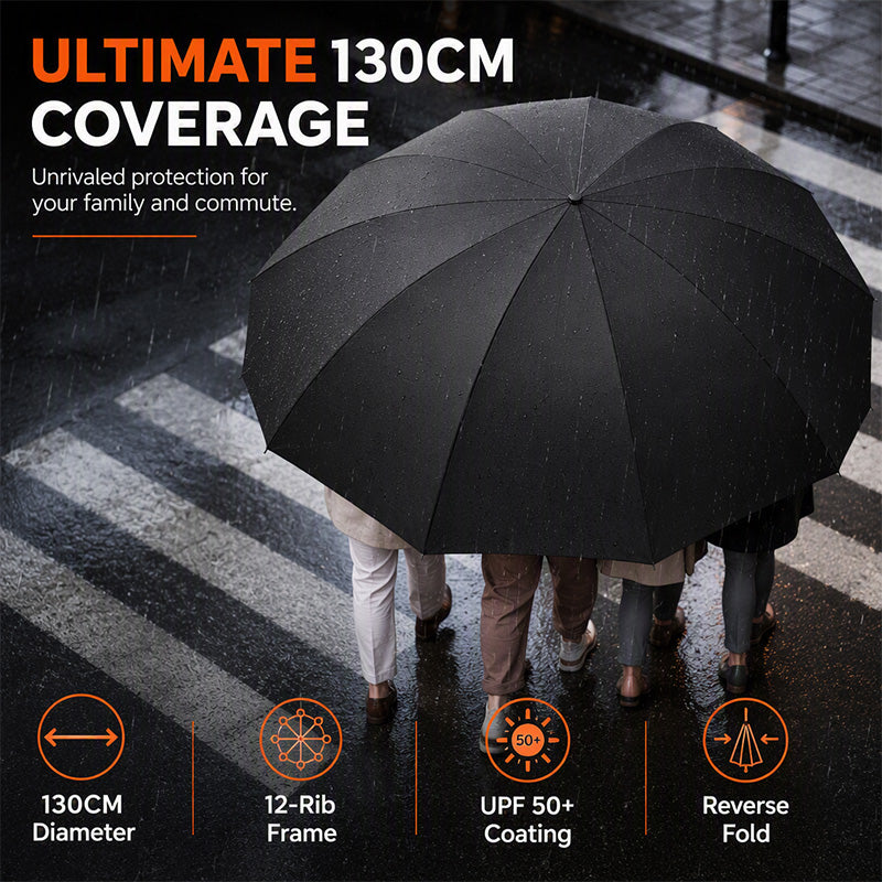 ☔ 50% RABATT NU! Extra Large Windproof Folding Umbrella– perfekt för familjen och pendlare ✨