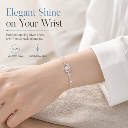 ⏰🌙 Halsband i 925 sterlingsilver med planet & stjärna ✨ Elegant smycke för kvinnor | 50 % rabatt