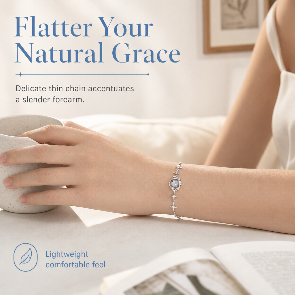 ⏰🌙 Halsband i 925 sterlingsilver med planet & stjärna ✨ Elegant smycke för kvinnor | 50 % rabatt