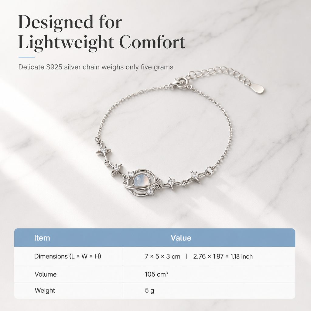 ⏰🌙 Halsband i 925 sterlingsilver med planet & stjärna ✨ Elegant smycke för kvinnor | 50 % rabatt