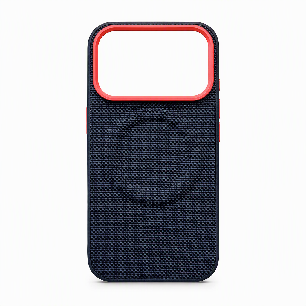 Magnetic Woven Texture Protective Phone Case with Gold Trim