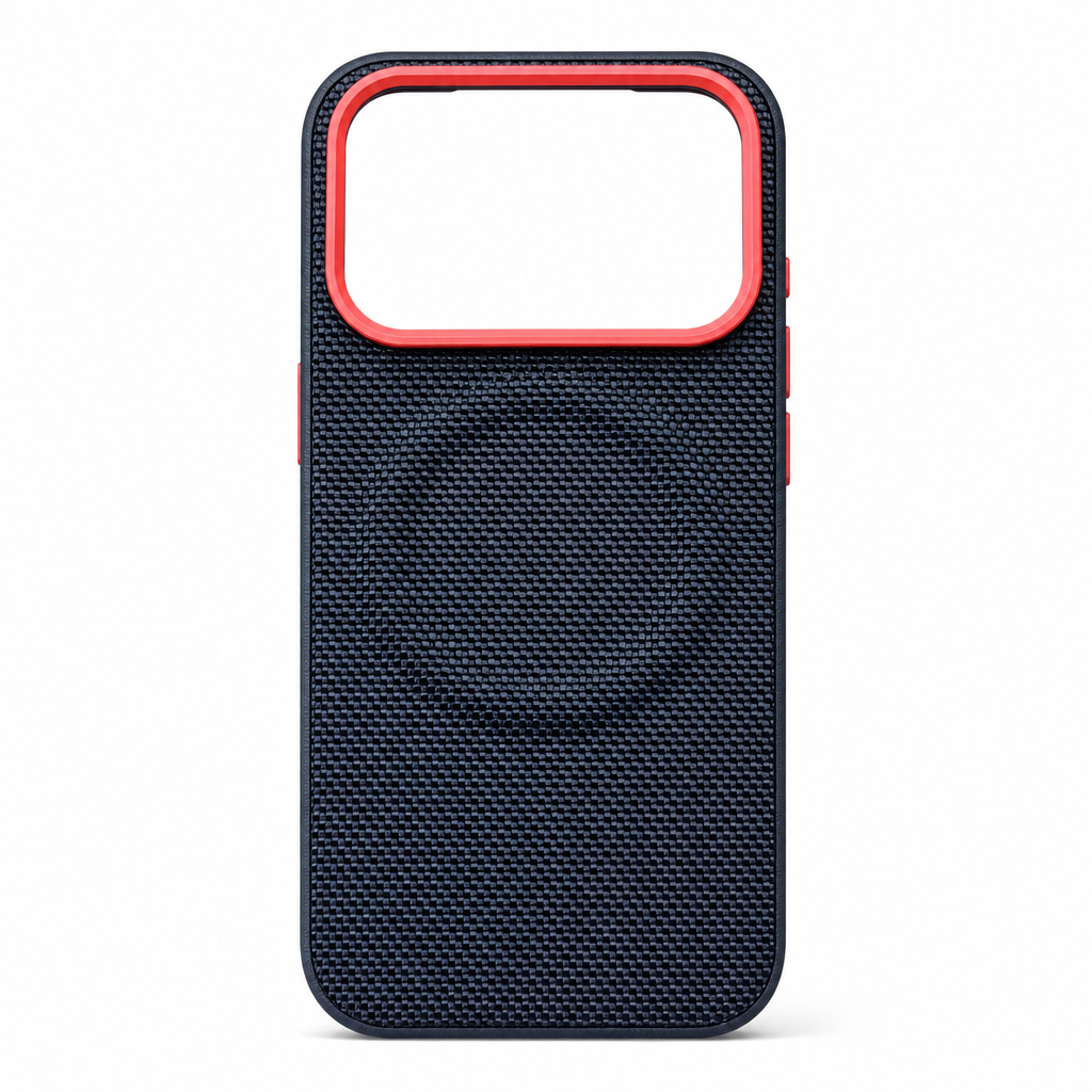 Magnetic Woven Texture Protective Phone Case with Gold Trim