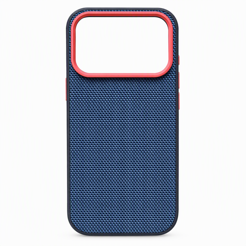 Magnetic Woven Texture Protective Phone Case with Gold Trim