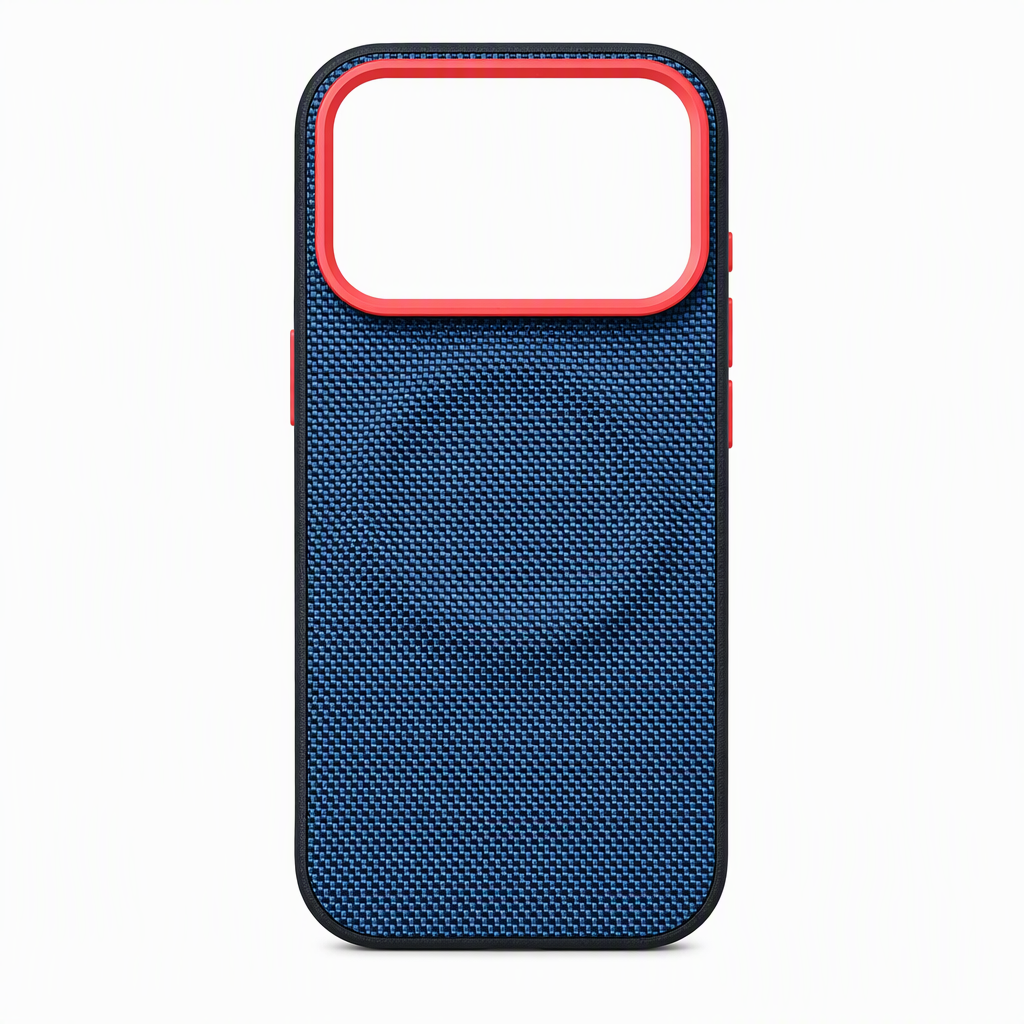 Magnetic Woven Texture Protective Phone Case with Gold Trim