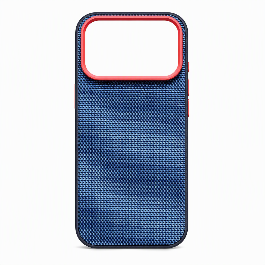Magnetic Woven Texture Protective Phone Case with Gold Trim