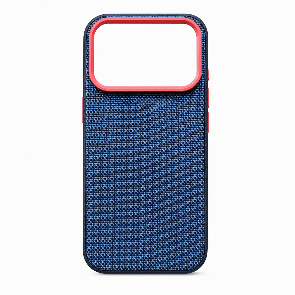 Magnetic Woven Texture Protective Phone Case with Gold Trim