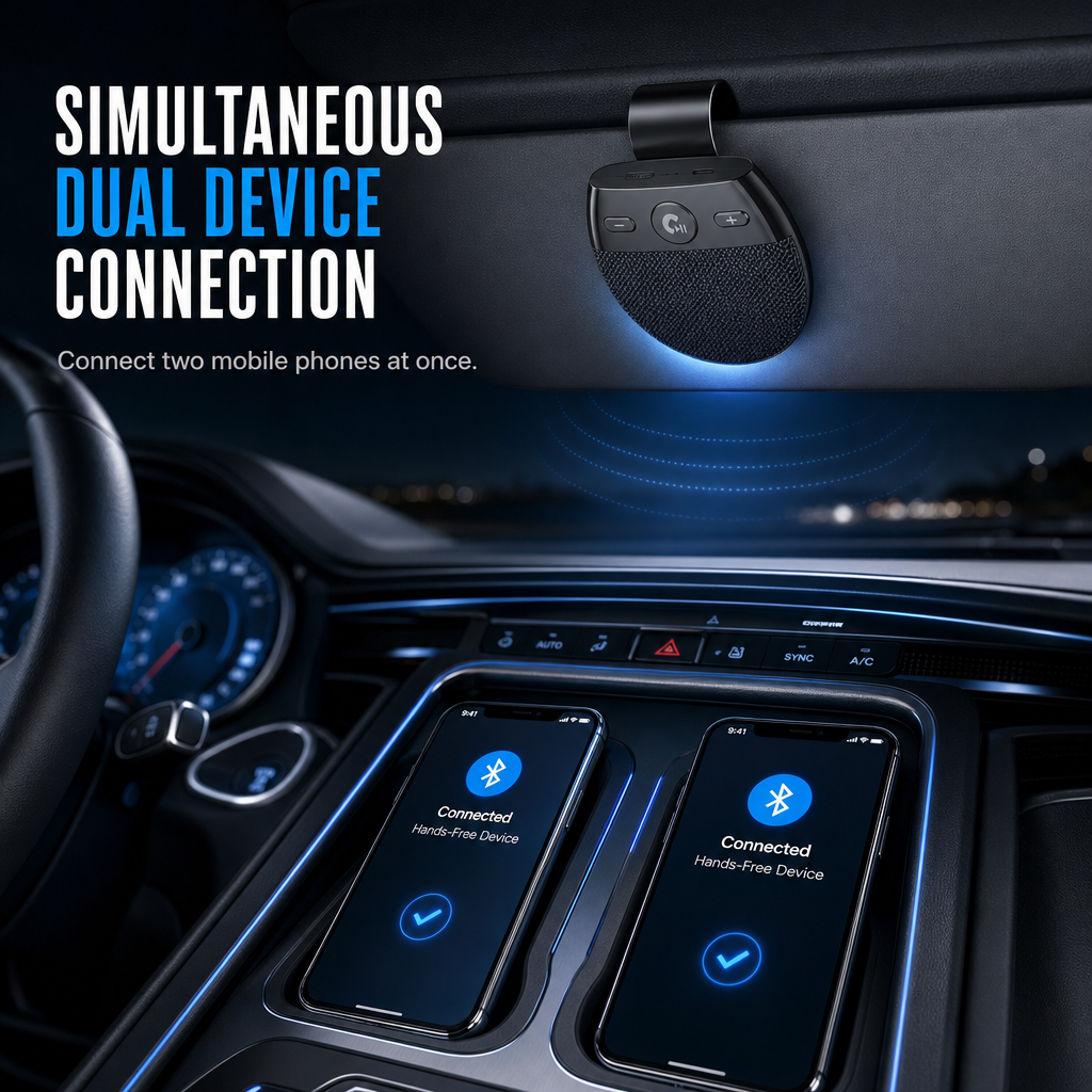 📢📢 50% RABATT🚗 SP11 Handsfree Bluetooth-högtalare för Solskydd i Bil med Vibrationsaktiverad Autostart, A2DP-stöd och Röstuppringning