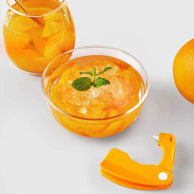 🍊 SKALA UTAN KLADD – Öppna apelsiner, citroner och lime snabbt – Fingerskalare i rostfritt stål