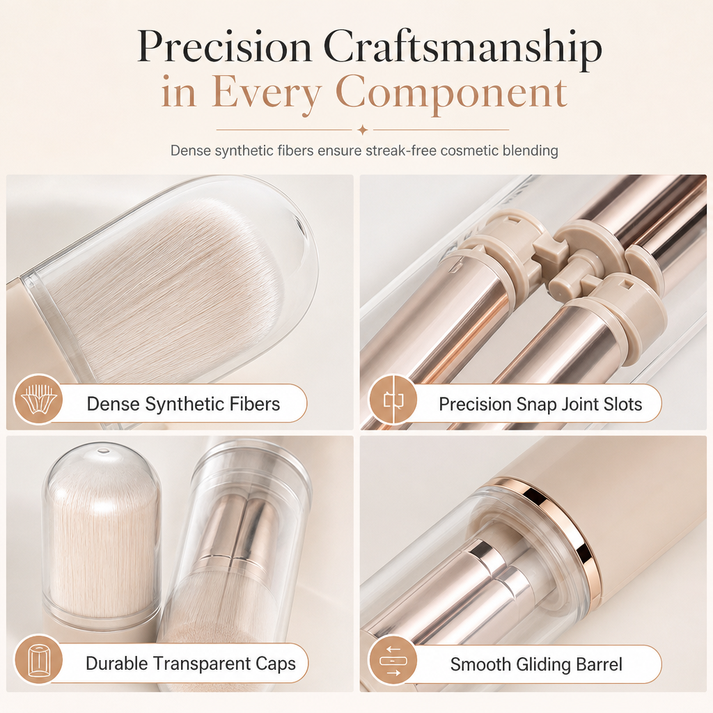 💄【5-i-1-set med sminkborstar i kapselform】—— Fem borstar i en förpackning, med utdragbar förvaring – det här setet räcker gott och väl när du är på språng! ✨