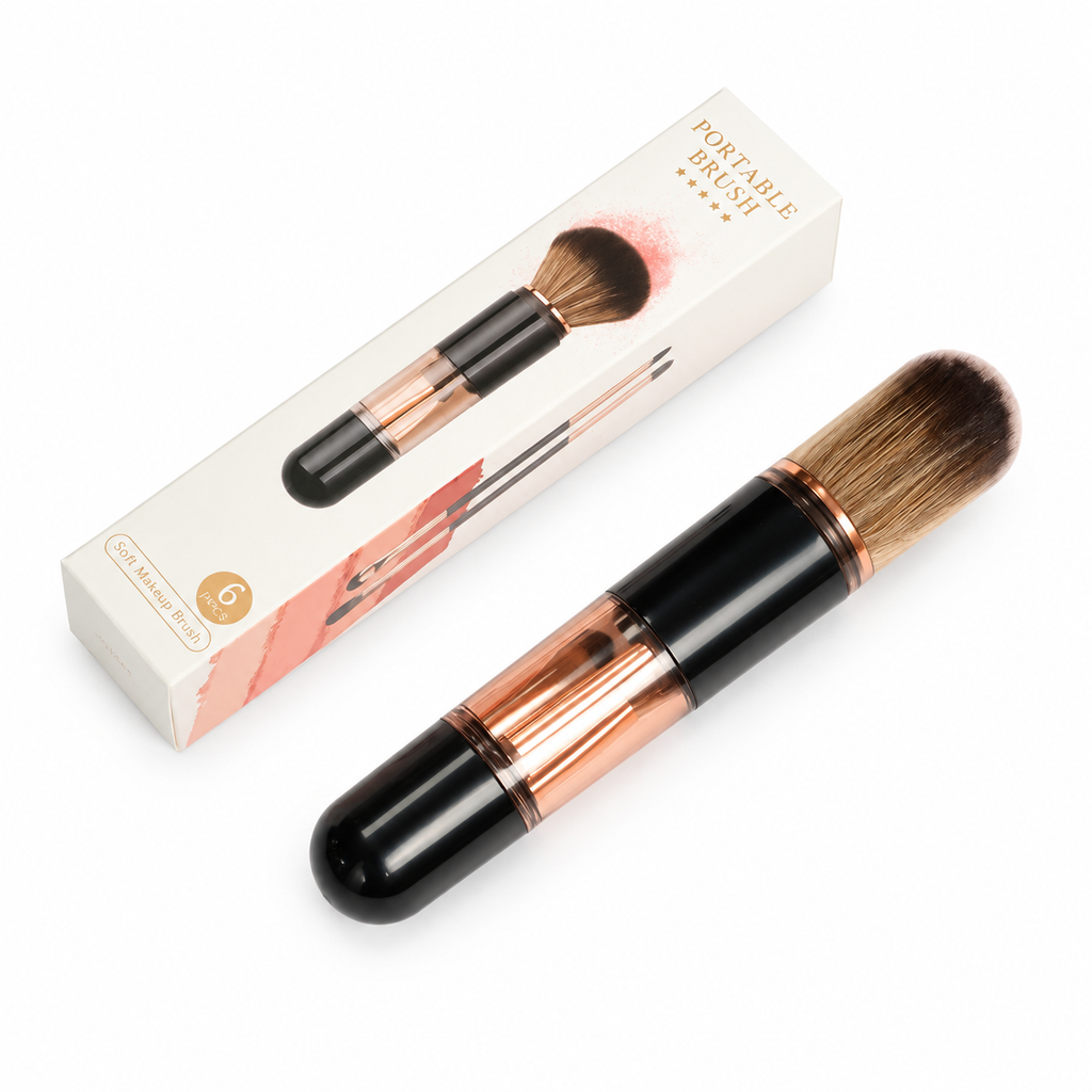 💄【5-i-1-set med sminkborstar i kapselform】—— Fem borstar i en förpackning, med utdragbar förvaring – det här setet räcker gott och väl när du är på språng! ✨
