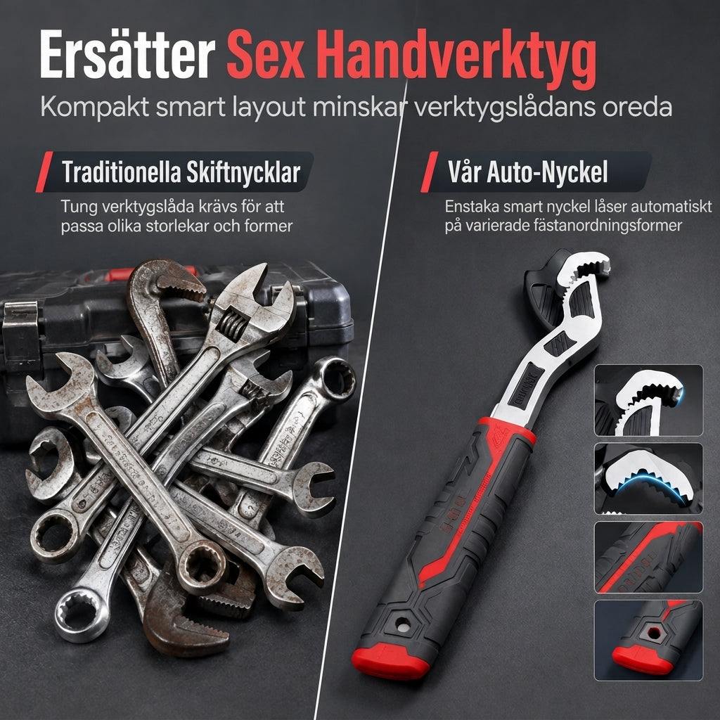 Mångfunktionell låsbar justerbar skiftnyckel, snabbinställningsbart universellt handverktyg