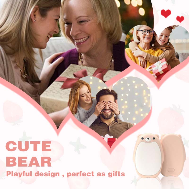 🔥 50% RABATT NU! 🐻 2-pack söta björnformade uppladdningsbara magnetiska handvärmare – 3 värmenivåer, USB-laddning & trygg värme – perfekt för kalla vinterdagar ✨
