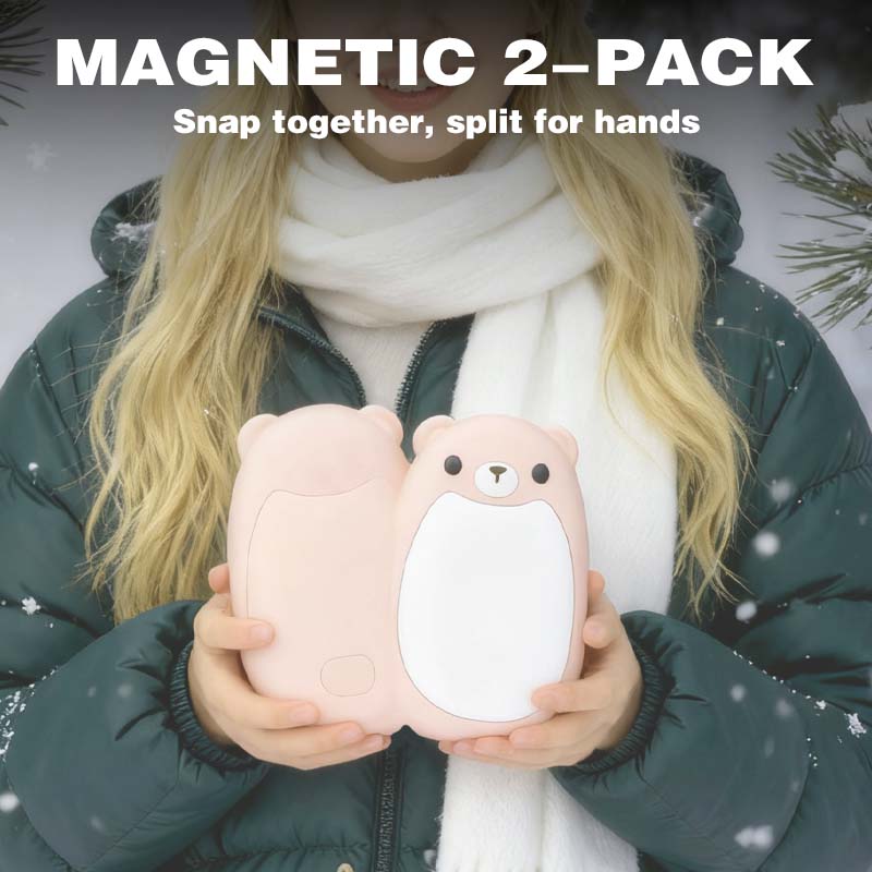 🔥 50% RABATT NU! 🐻 2-pack söta björnformade uppladdningsbara magnetiska handvärmare – 3 värmenivåer, USB-laddning & trygg värme – perfekt för kalla vinterdagar ✨