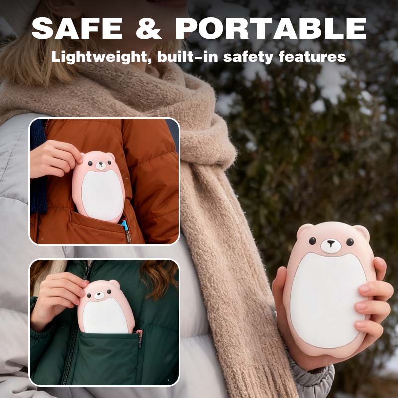 🔥 50% RABATT NU! 🐻 2-pack söta björnformade uppladdningsbara magnetiska handvärmare – 3 värmenivåer, USB-laddning & trygg värme – perfekt för kalla vinterdagar ✨