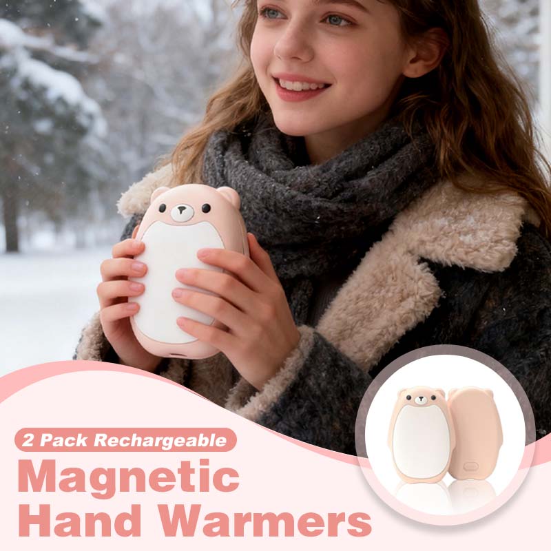 🔥 50% RABATT NU! 🐻 2-pack söta björnformade uppladdningsbara magnetiska handvärmare – 3 värmenivåer, USB-laddning & trygg värme – perfekt för kalla vinterdagar ✨