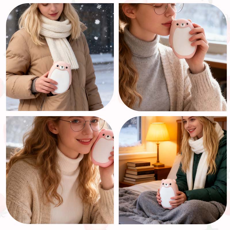 🔥 50% RABATT NU! 🐻 2-pack söta björnformade uppladdningsbara magnetiska handvärmare – 3 värmenivåer, USB-laddning & trygg värme – perfekt för kalla vinterdagar ✨