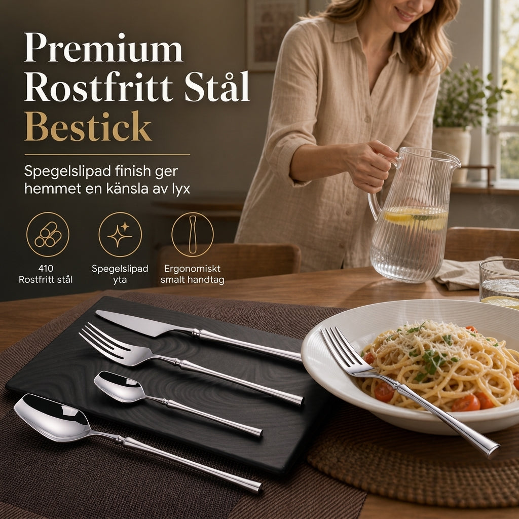 🔥50 % RABATT NU🍴 Bestickset i rostfritt stål – 24 delar