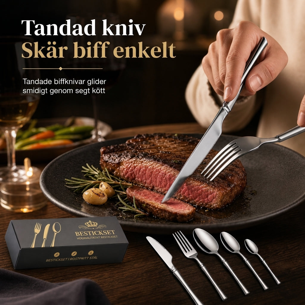 🔥50 % RABATT NU🍴 Bestickset i rostfritt stål – 24 delar