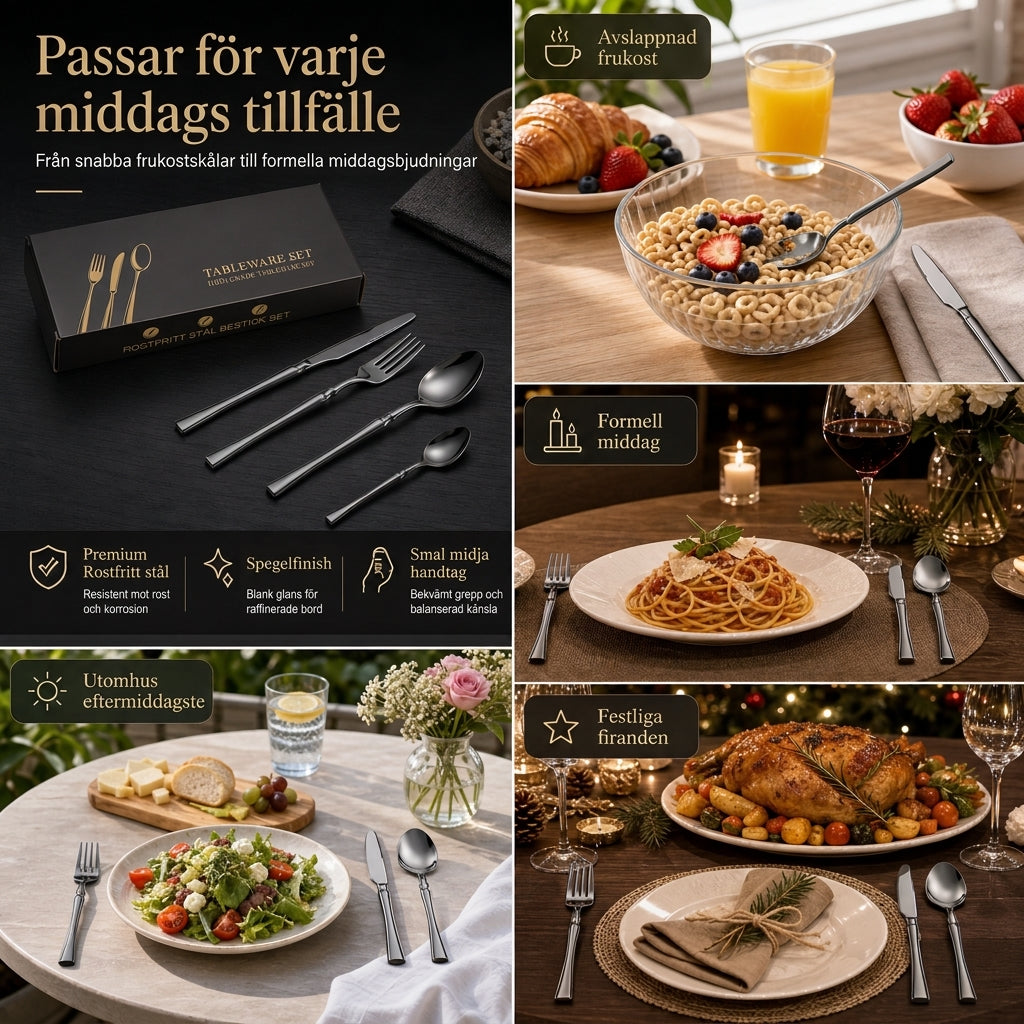 🔥50 % RABATT NU🍴 Bestickset i rostfritt stål – 24 delar