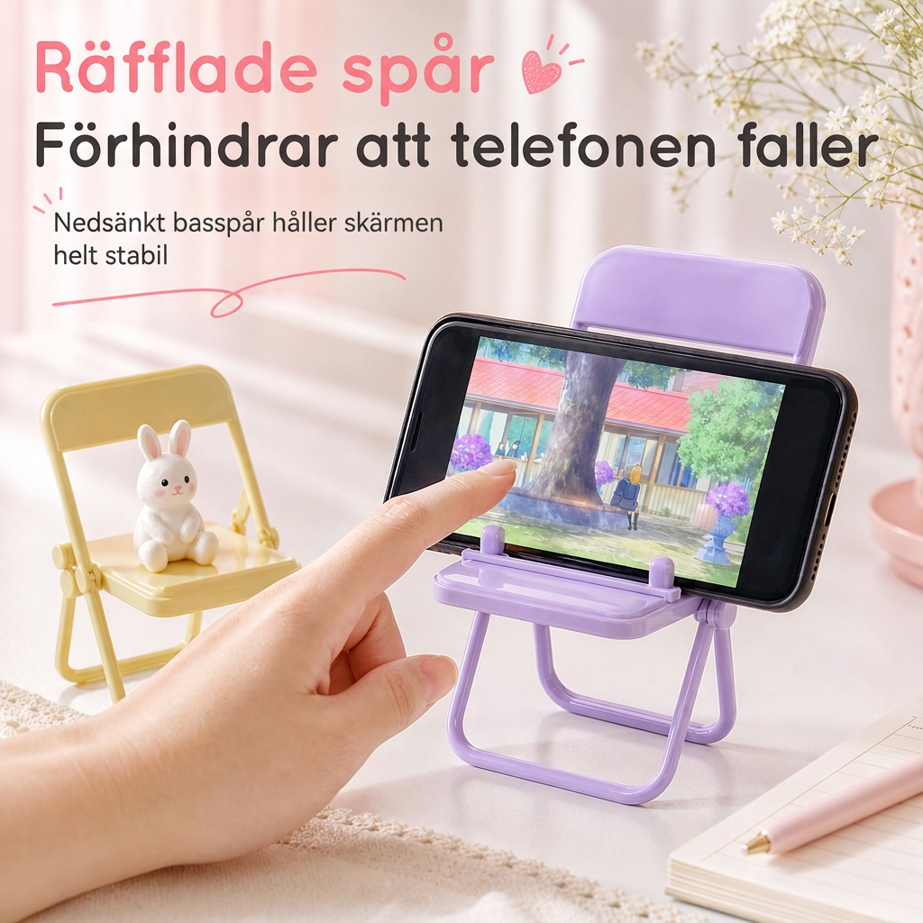 📢📢50 % RABATT !! ⏰Söt stolformad mobiltelefonhållare, kreativ skrivbordshållare och dekorativt ornament för studentrummet