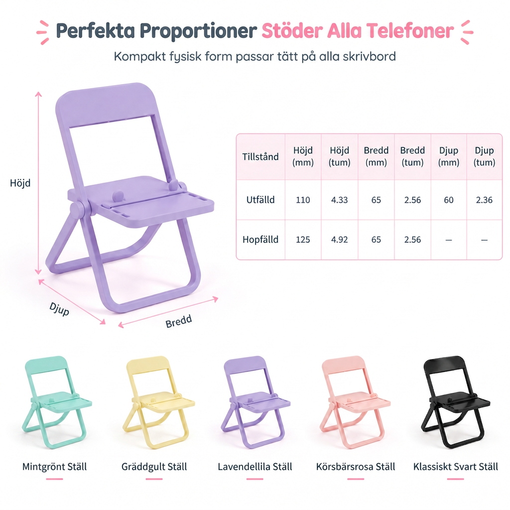 📢📢50 % RABATT !! ⏰Söt stolformad mobiltelefonhållare, kreativ skrivbordshållare och dekorativt ornament för studentrummet