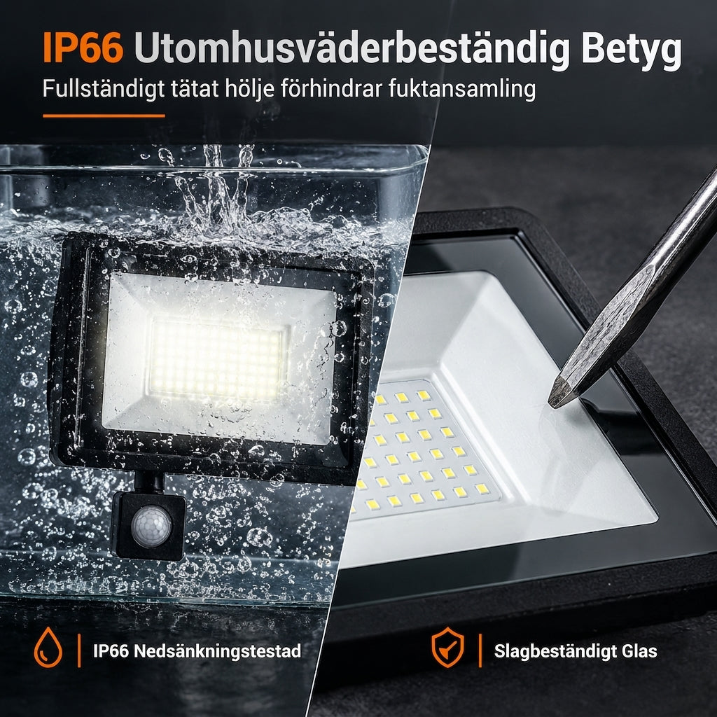 ⏳ Tidsbegränsat specialerbjudande ⏰ 50W utomhus LED-strålkastare med smart PIR-rörelsesensor och fjärrkontroll IP66 vattentät aluminium säkerhetslampa