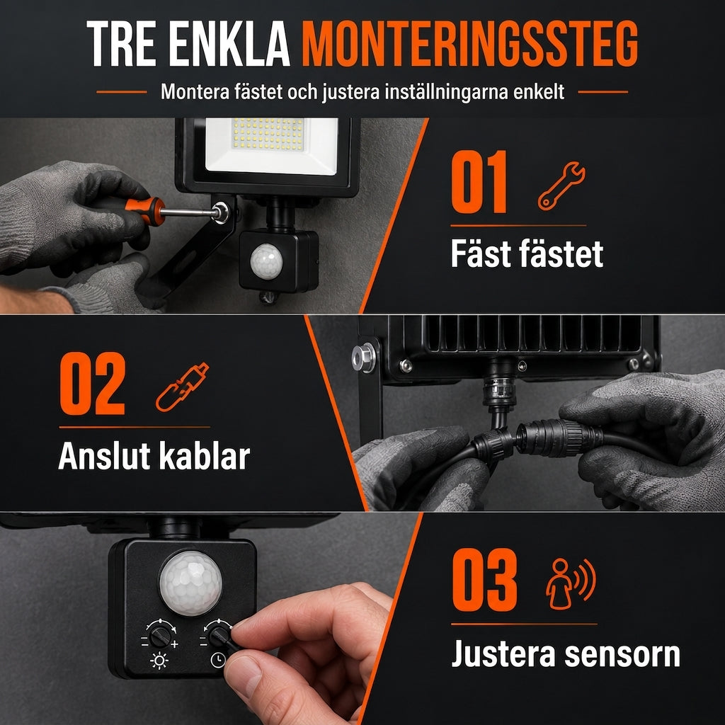 ⏳ Tidsbegränsat specialerbjudande ⏰ 50W utomhus LED-strålkastare med smart PIR-rörelsesensor och fjärrkontroll IP66 vattentät aluminium säkerhetslampa