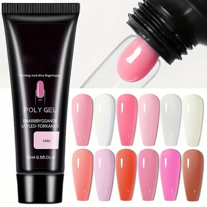 📢📢 50% OFF💅15-Color Poly Nail Extension Gel, 15ml – DIY Nail Builder Ge