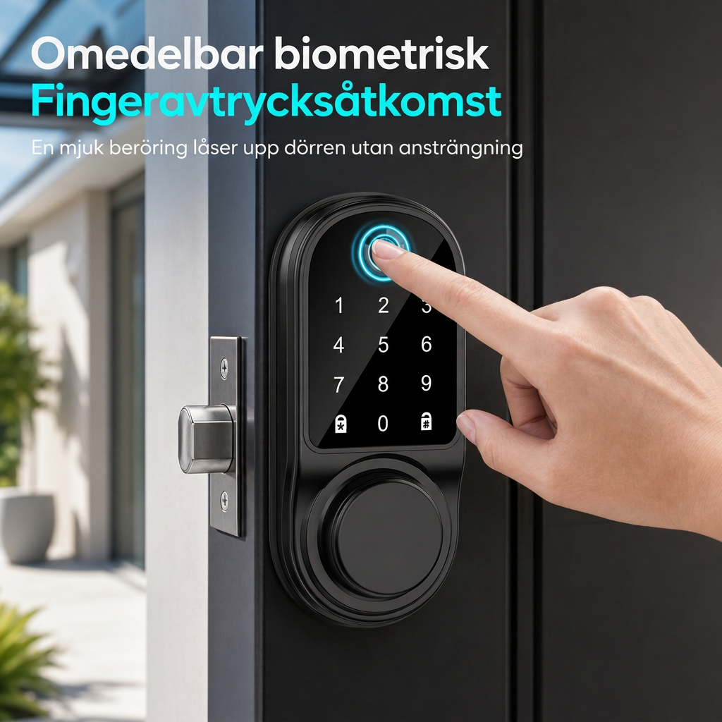 📢📢50 % RABATT!! ⏰ Smart dörrlås med fingeravtryck & dödregel, Bluetooth för nyckellös inpassering