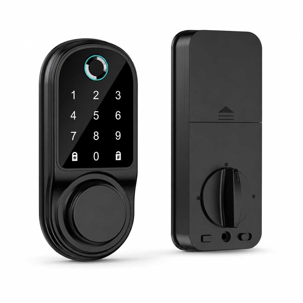 📢📢50 % RABATT!! ⏰ Smart dörrlås med fingeravtryck & dödregel, Bluetooth för nyckellös inpassering