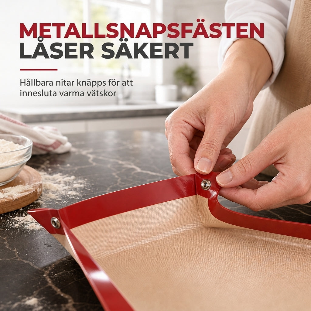 🧁 50% RABATT NU! 🍪Non-stick silikonbakmatta med snapshörn – värmebeständig glasfiberkärna, läckagesäker form & enkel rengöring – perfekt för macarons, bakverk och röriga ugnsbak ✨