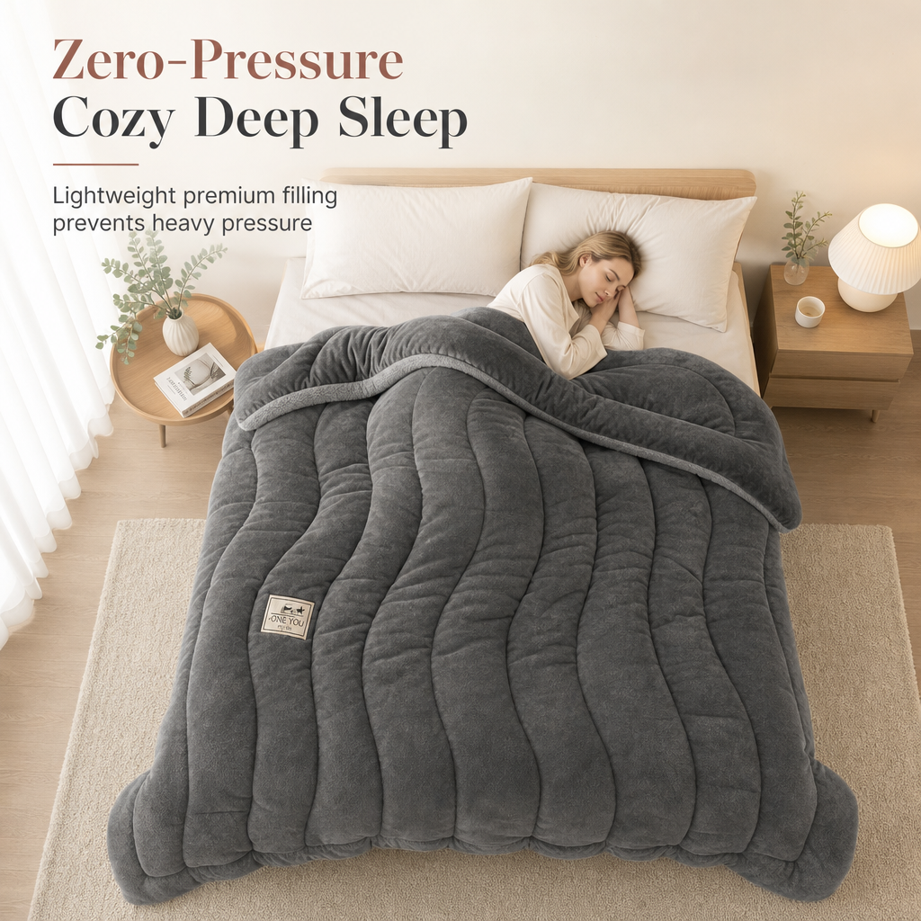 📢📢50% OFF !! ⏰Thick Warm Milk Velvet Winter Comforter Solid Color Soft Fleece Quilt Duvet Insert