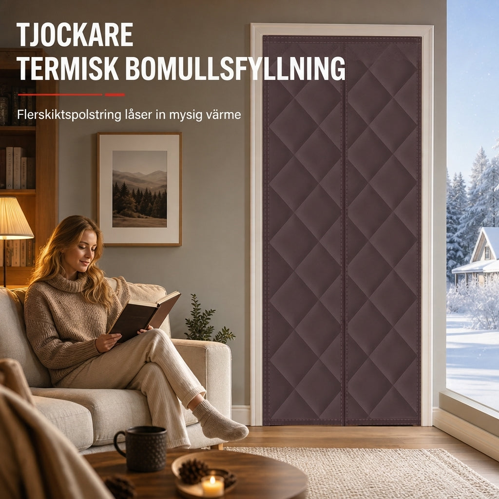 50 % RABATT Magnetisk värmeisolerad dörrgardin, tjock oxfordduk, vind- och ljudisolerad för vinter