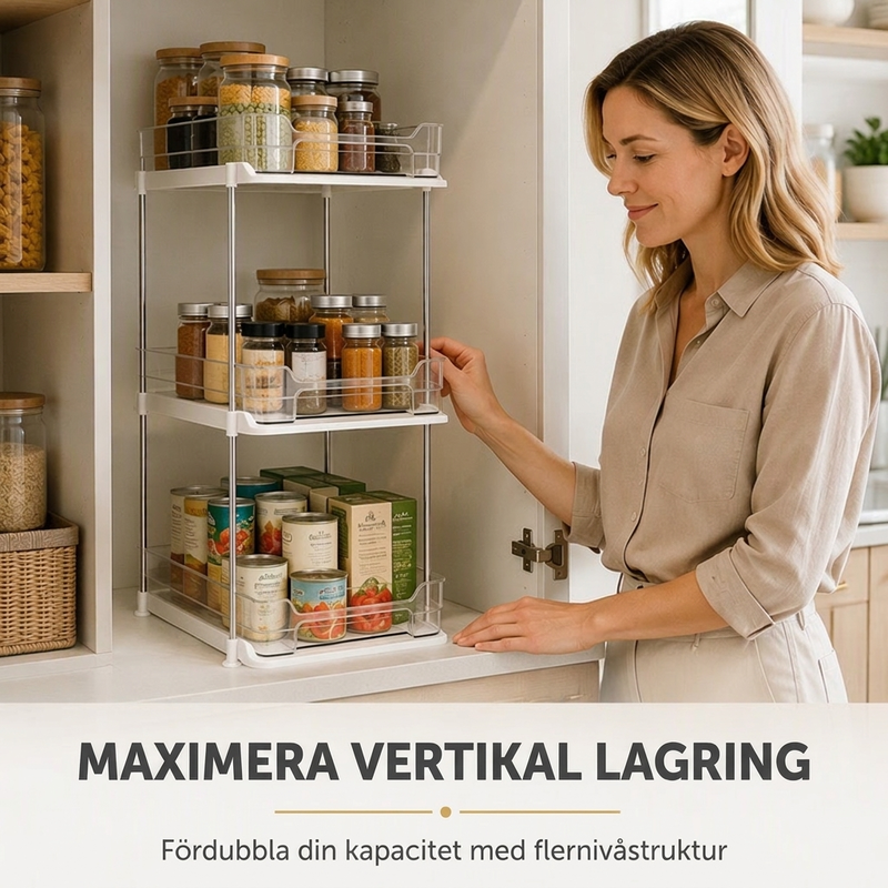 50 % RABATT Köksförvaring, flerskiktad arrangör under diskhon