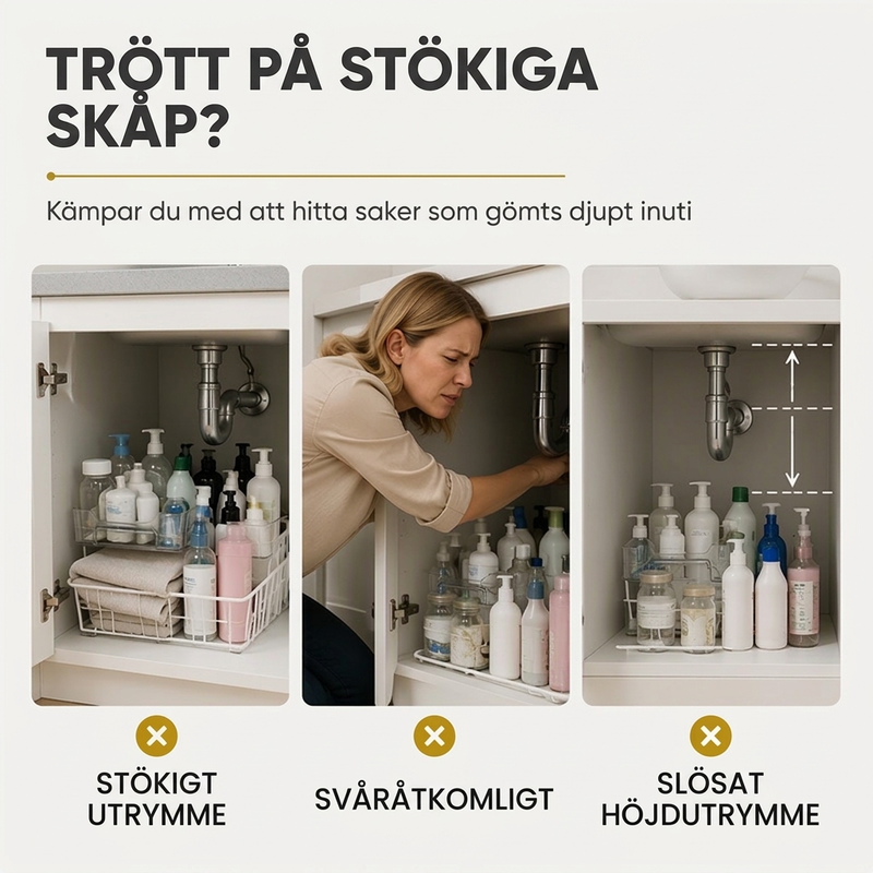50 % RABATT Köksförvaring, flerskiktad arrangör under diskhon
